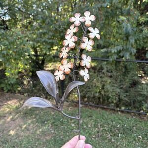Flower Stem Wall Art 3D Home Decor Accents Metal Pink White Bronze
